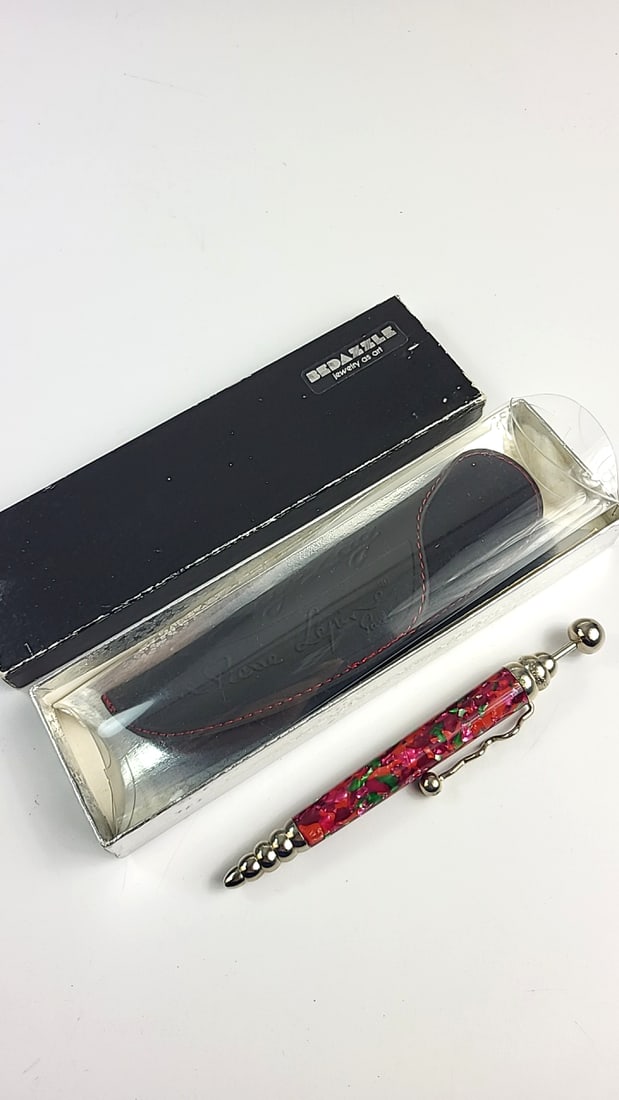 Jean Pierre Lepine Zig Zag Bedazzle Pen Jewelry Art Red Multicolor with Case (1 of 8)