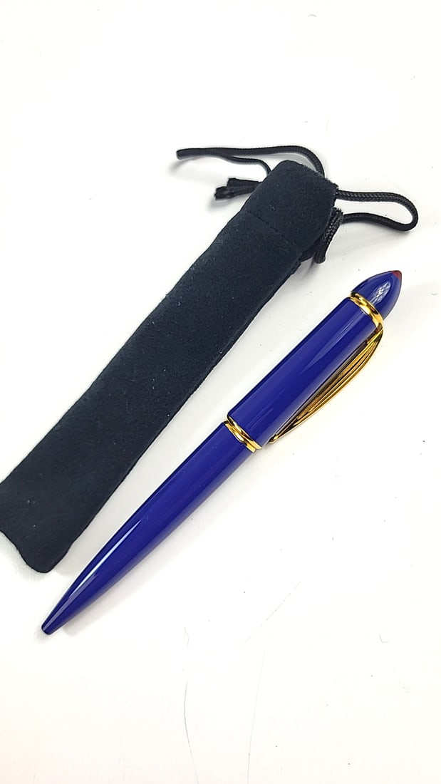 Kenzo Blue Luxury Ballpoint Pen with Black Pouch - Gold Trim and Clip: Nice mix of estate goods. The family behind this estate had a high-end gift shop, so there's lots of brand new inventory including a large collection of King and Country, New ACME pens, quality watche