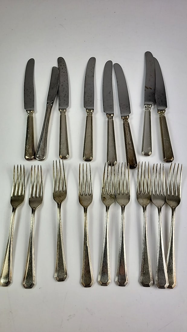 Mappin & Webb Vintage Silverware Set: 8 Knives & 8 Forks, Elegant Design: Nice mix of estate goods. The family behind this estate had a high-end gift shop, so there's lots of brand new inventory including a large collection of King and Country, New ACME pens, quality watche