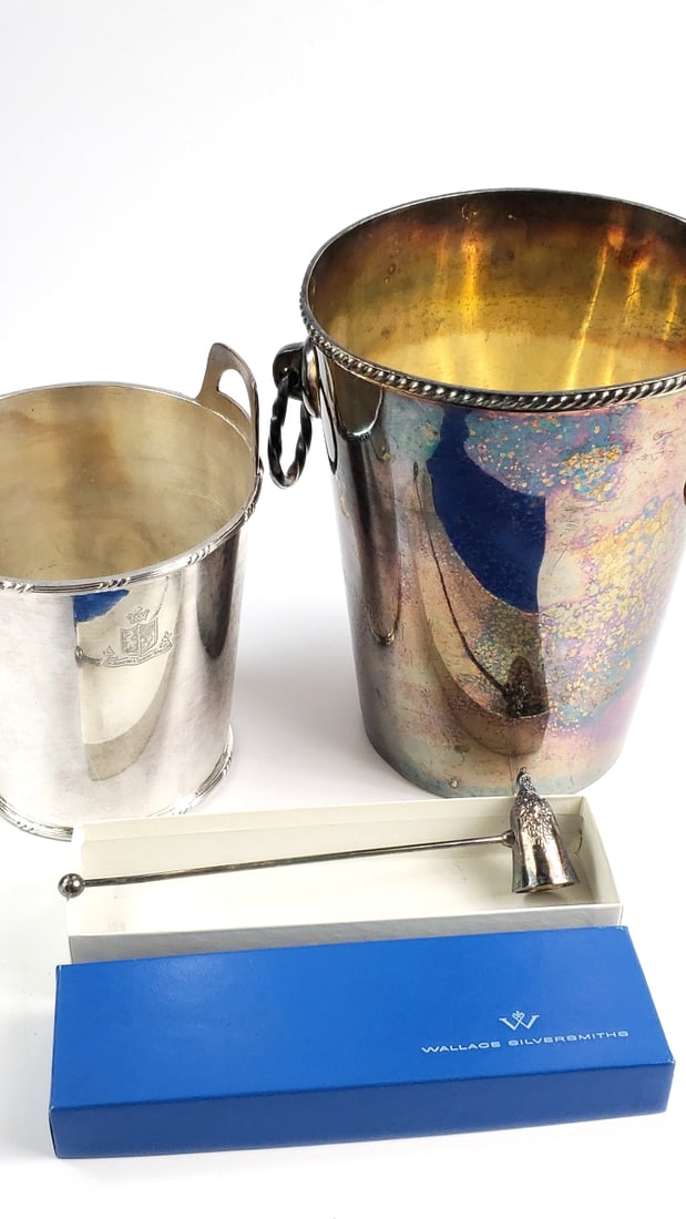 Vintage Ice Buckets Hong Kong Beard Wallace Silversmiths Silver Candle Snuffer (1 of 7)