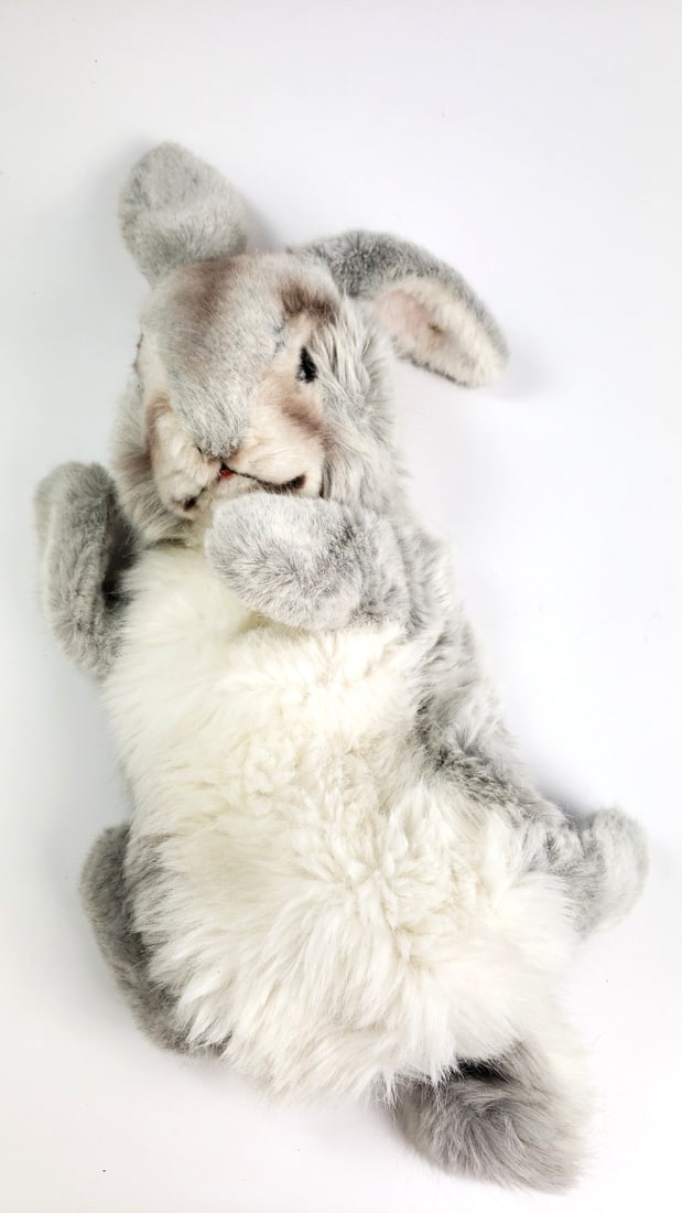 Steiff Plush Toy Rabbit Gray White Floppy Bunny Realistic Cuddly Soft Cute (1 of 6)