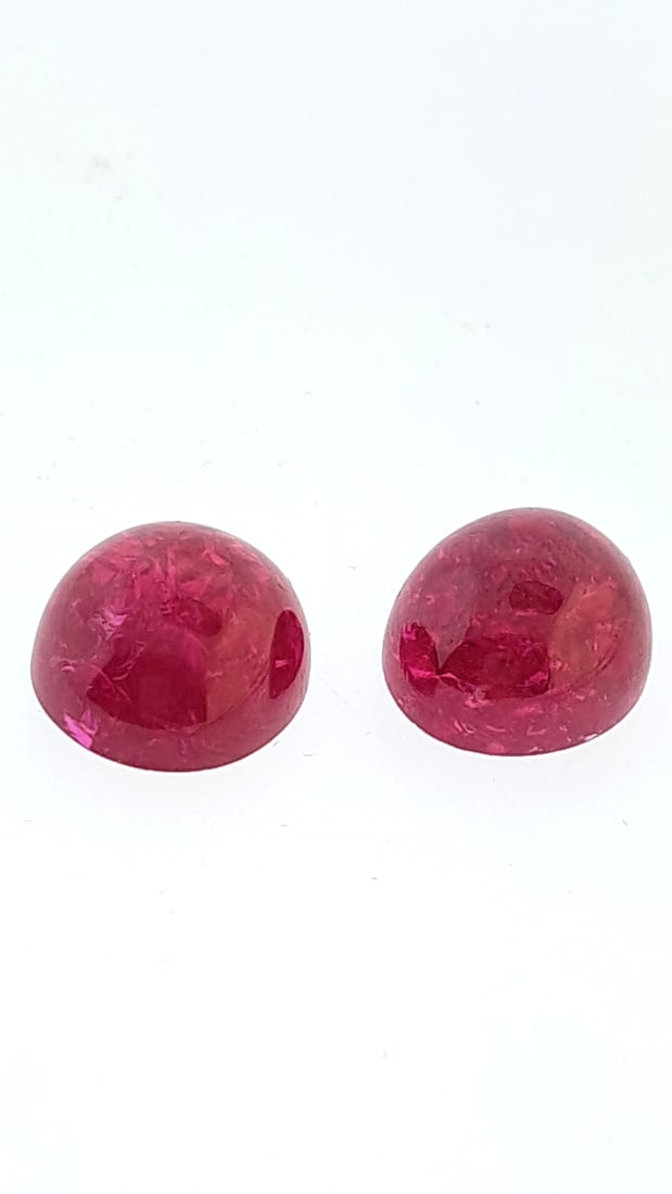 2 Red Lab Ruby Cabochon Gemstones - Polished  13.8x16mm 41ct (1 of 6)