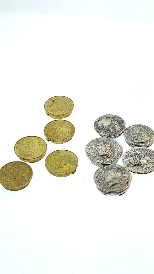 Vintage Collectible Botton Cover Set - Brass & Silver Toned, Assorted Designs (1 of 5)