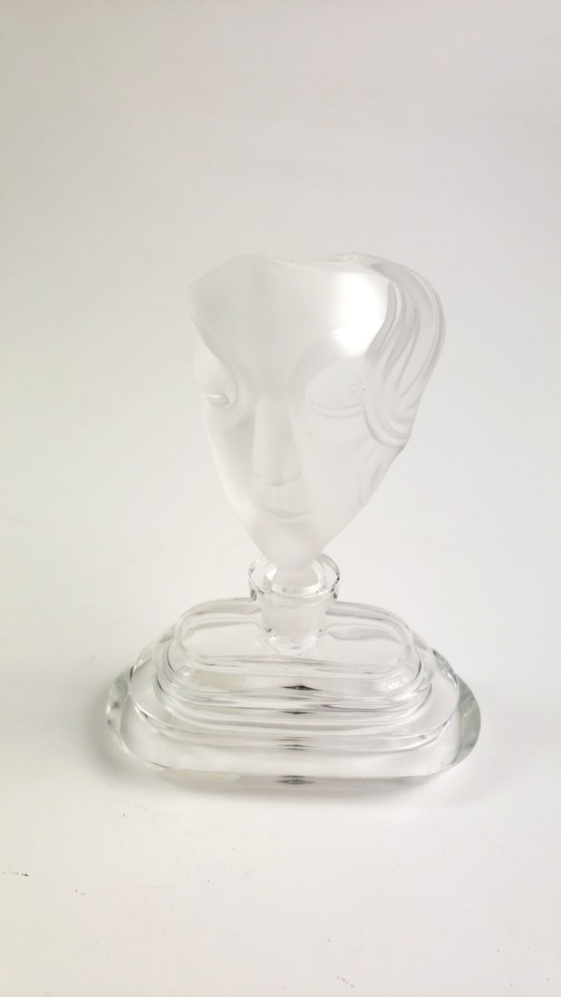 Desna Art Deco Frosted Glass Face Perfume Bottle with Stopper (1 of 6)