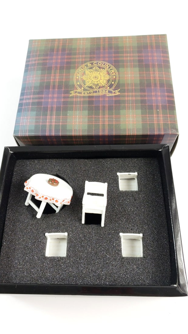King & Country Hitler's Berlin Miniature White Table & Chair Set with Box 1984: Nice mix of estate goods. The family behind this estate had a high-end gift shop, so there's lots of brand new inventory including a large collection of King and Country, New ACME pens, quality watche
