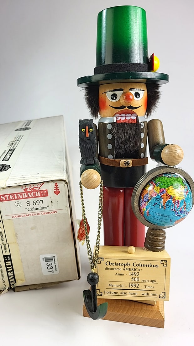 Steinbach Nutcracker S 697 Columbus Globe Anchor Owl Handcrafted Germany Vintage Collectible (1 of 11)