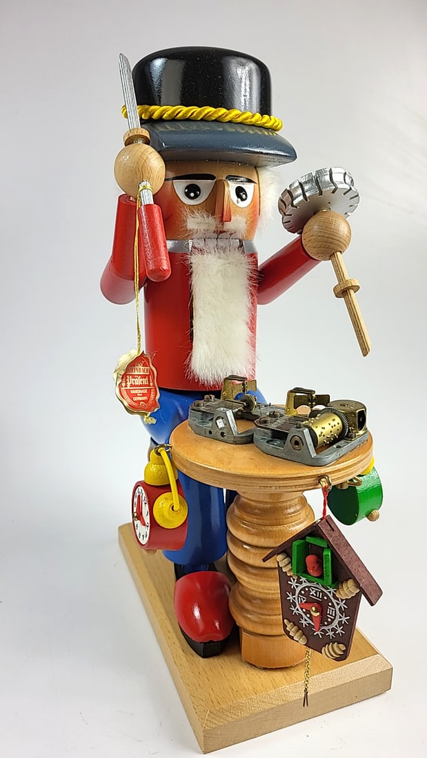 Original Steinbach Volkskunst Handmade Nutcracker Red Clockmaker Figurine Germany Wood Decor (1 of 8)