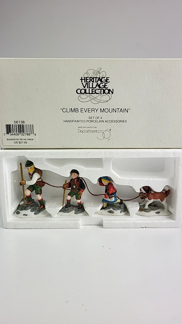 Dept 56 Heritage Village Collection "Climb Every Mountain" Porcelain Figurines Set of 4: Fun auction full of great last minute Christmas gear including a large selection of Department 56, brand new toys, games, and houseware.WE OFFER IN HOUSE SHIPPING. Shipping begins the Monday after loc