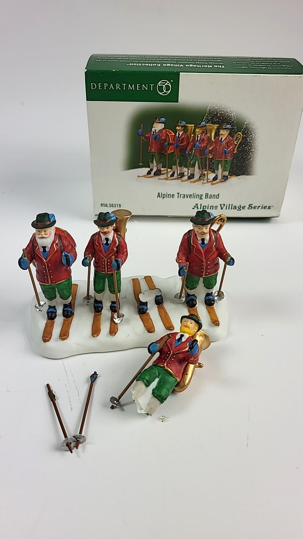 Dept 56 Alpine Village Series #56.56319 Broken Alpine Traveling Band Skiers Figurines Auction: Fun auction full of great last minute Christmas gear including a large selection of Department 56, brand new toys, games, and houseware.WE OFFER IN HOUSE SHIPPING. Shipping begins the Monday after loc