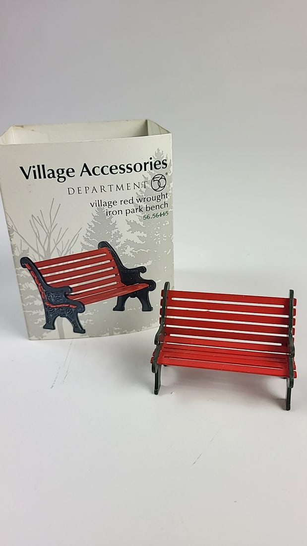 Dept 56 Red Wrought Iron Park Bench Figurine 56.56445 Village Accessory (1 of 4)