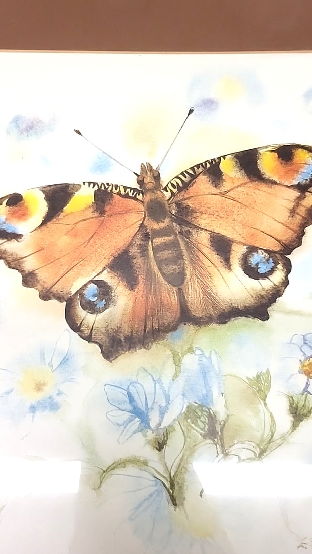 Butterfly Print in Black Frame with Brown Matte - Signed Artwork 20" x 16" - 5