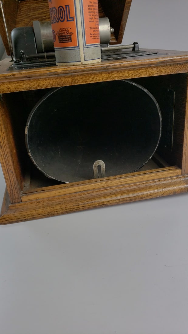 Edison Amberol Cylinder Phonograph Oak Finish Vintage Record Player Antique Style - 4