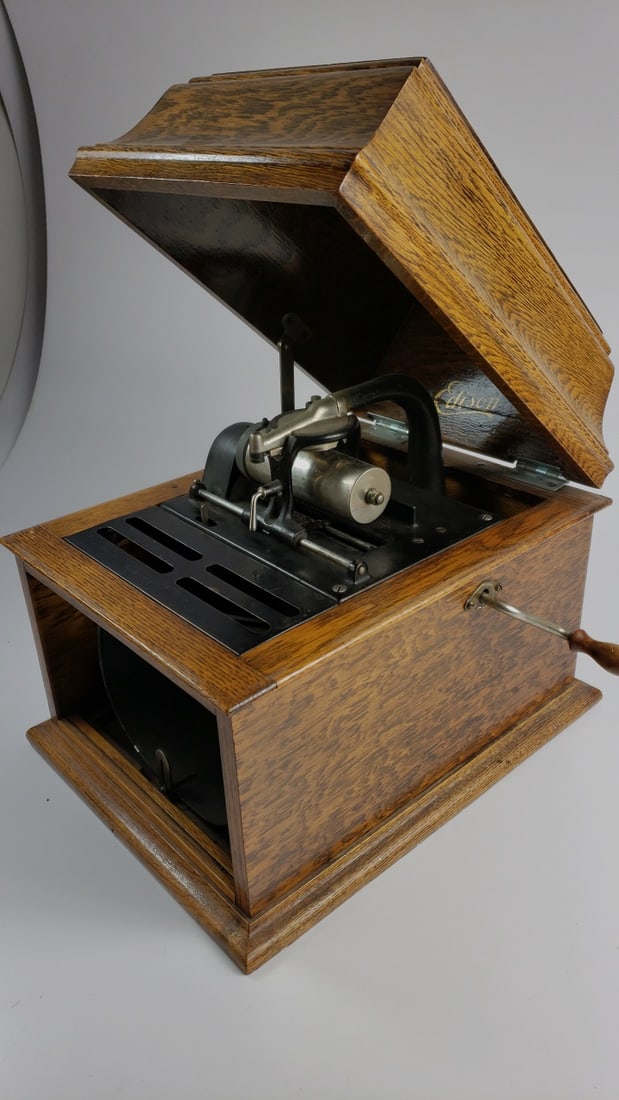 Edison Amberol Cylinder Phonograph Oak Finish Vintage Record Player Antique Style - 5
