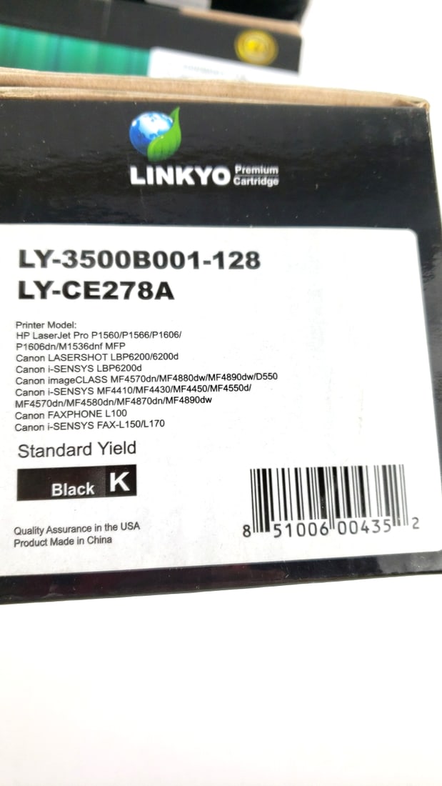 Lot of 3 LINKYO Premium Cartridge LY-CE278A Black Replacement for HP 78A CE278A Canon 128/126 - 3