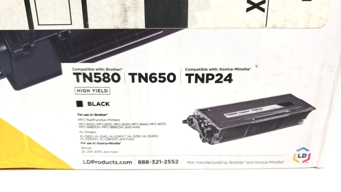 LD Toner Cartridge Brother TN580 TN650 Minolta TNP24 High Yield Black Lifetime Guarantee - 2