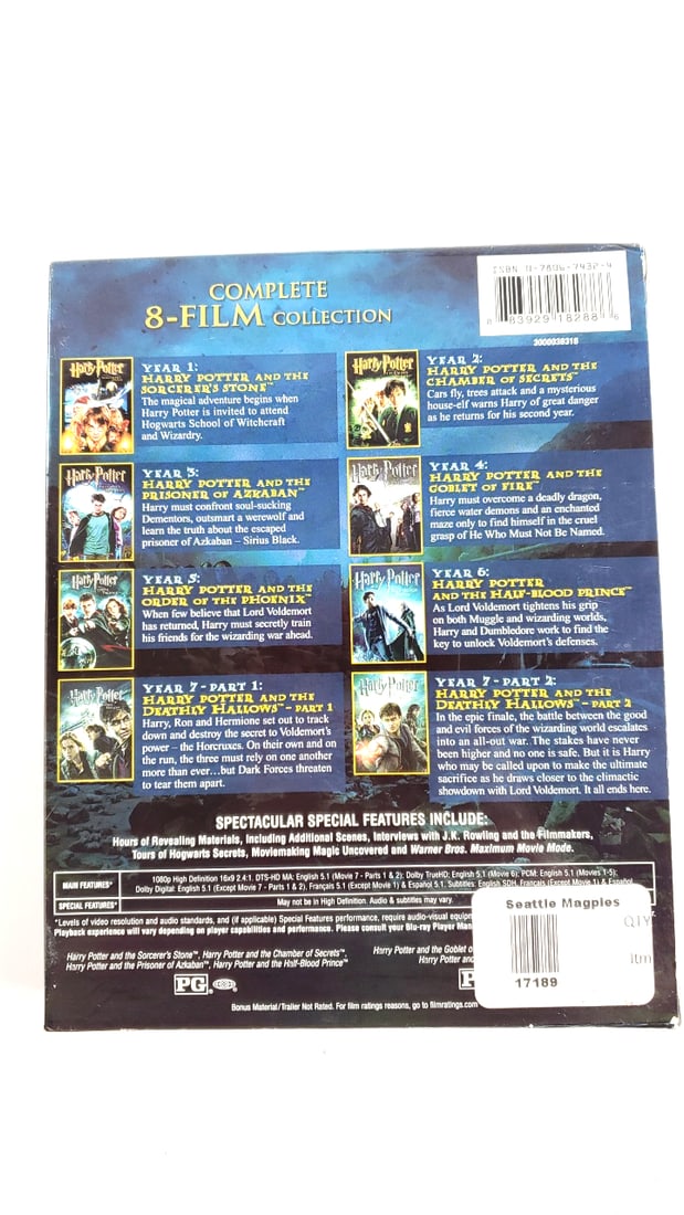 Harry Potter 8-Film Collection Blu-Ray Set Hogwarts Castle Artwork Warner Bros. - 5