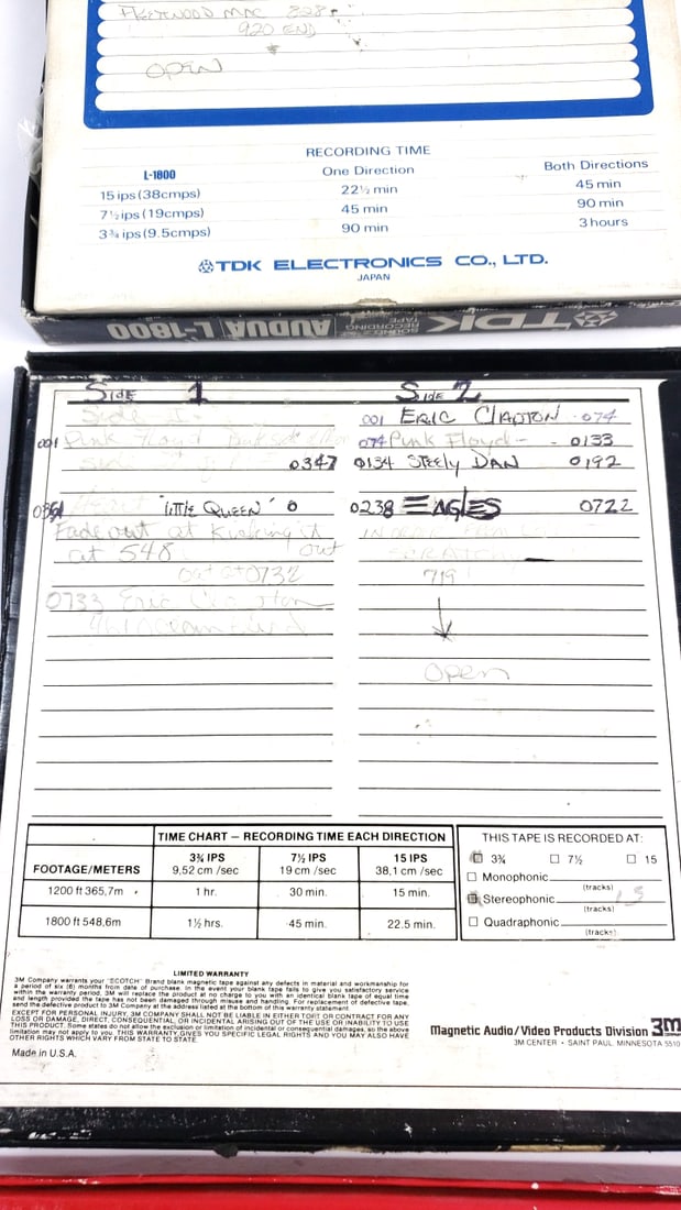 TDK Scotch TEAC Reel-to-Reel Tape Lot with Pink Floyd Eric Clapton Etc - 4