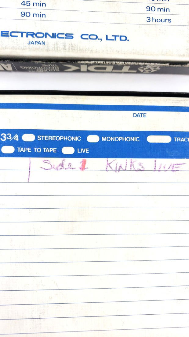 Kinks Live etc recorded on Maxell 35-90 UD Sound Recording Tape & TDK Audua L-1800 Professional S... - 3