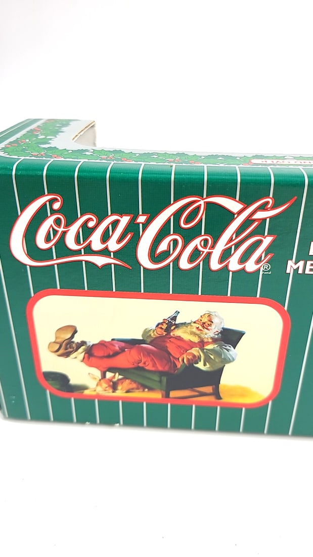 Coca-Cola Die-Cast Metal Bank Trolley with Santa Red Model Collectible Display Box - 4