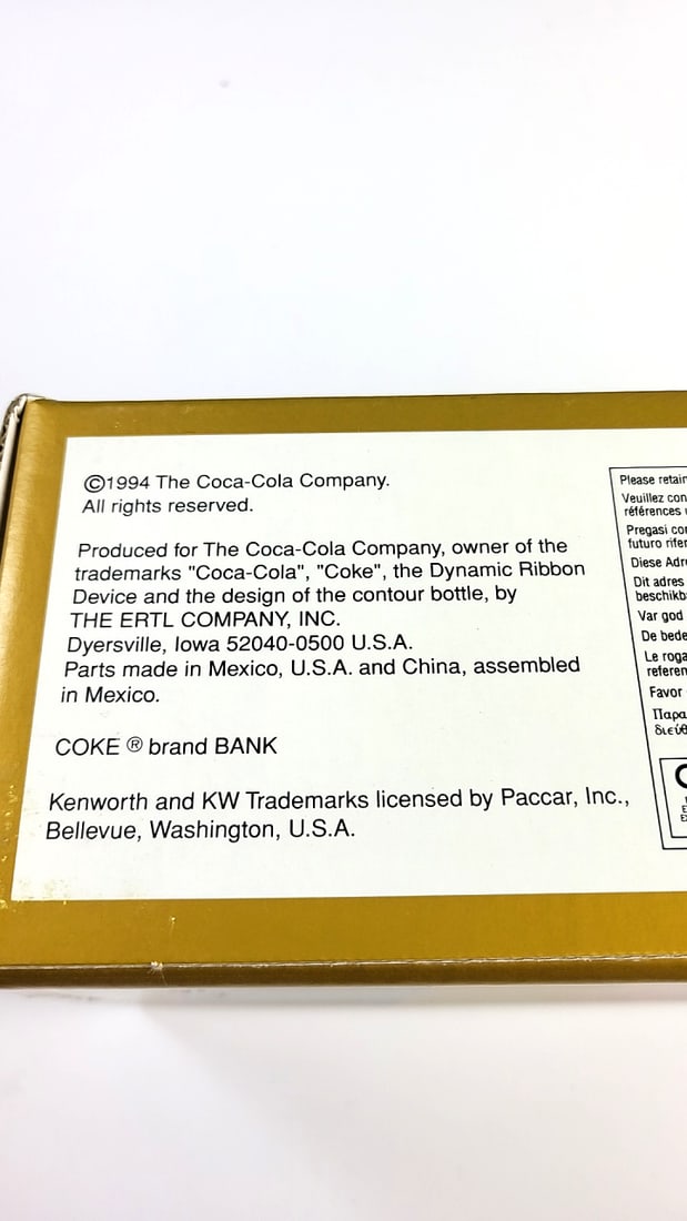 ERTL & Coca-Cola Die-Cast Metal Bank Truck Yellow Vintage Collectible - 6
