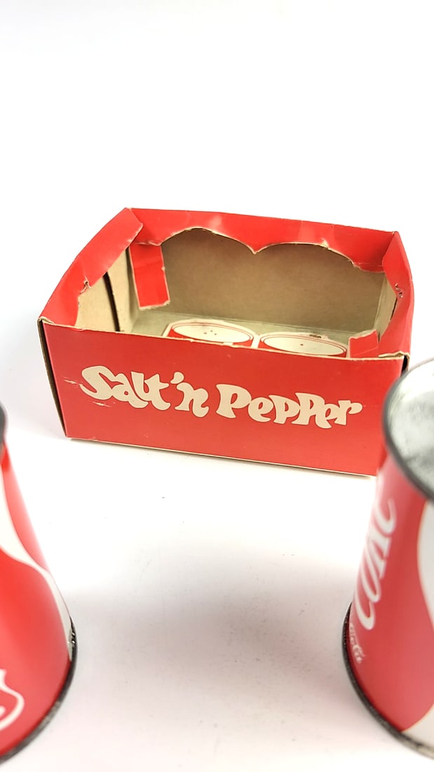 Vintage Coca-Cola Coke Can Salt & Pepper Shakers Red with Box Collectible Retro Decor - 10
