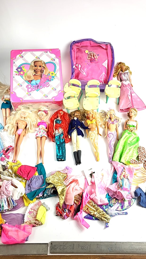 Vintage 90's Barbie Doll Lot with Accessories, Case, Backpack, Clothes, and Chairs Set - Pink/Mul... (1 of 15)
