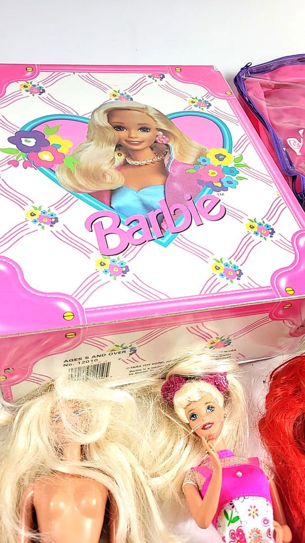 Vintage 90's Barbie Doll Lot with Accessories, Case, Backpack, Clothes, and Chairs Set - Pink/Mul... - 7