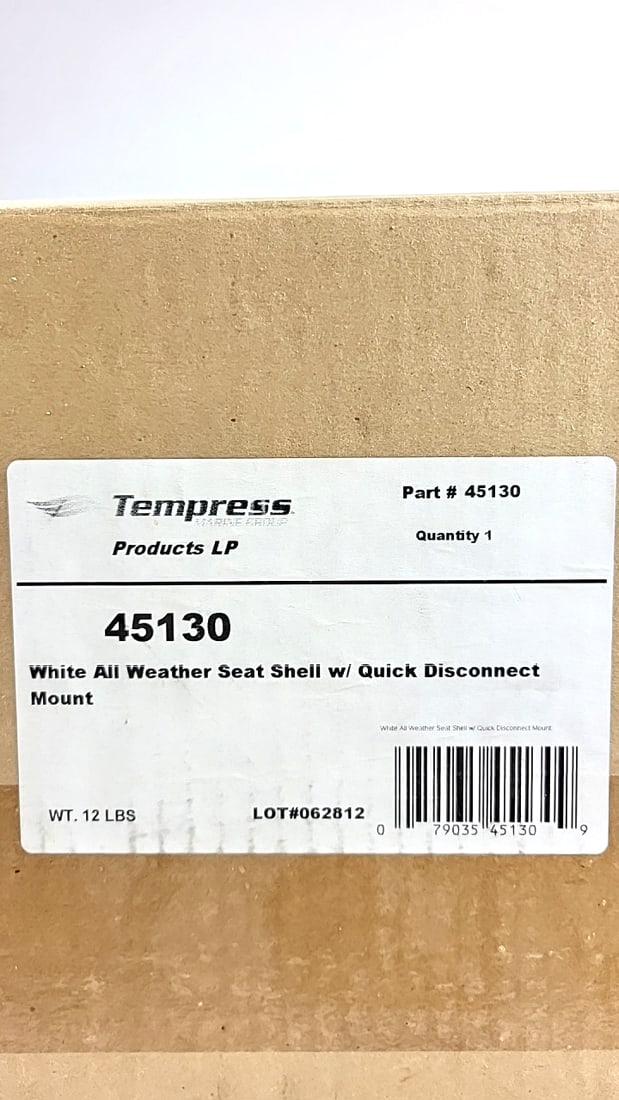 Tempress T4400 FISH-ON! White All Weather Seat Shell w/ Quick Disconnect Mount: This is a general auction of estate goods. All items as as pictured. Local pick up will be on 3/14 at our warehouse in Sodo (3429 Airport Way S) from 10am-1pm. Items not picked up will be subjec
