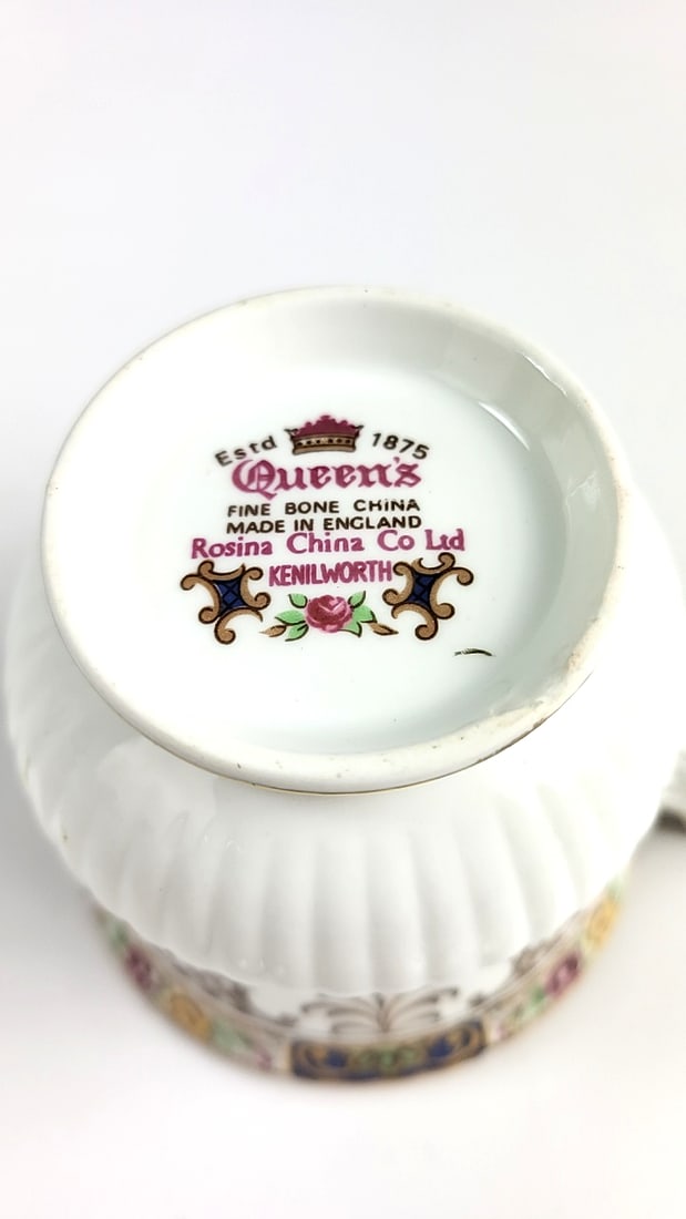 Queens Rosina China Kenilworth Vintage Porcelain Tea Cup Saucer Set Floral Gold Trim Ornate Design - 4