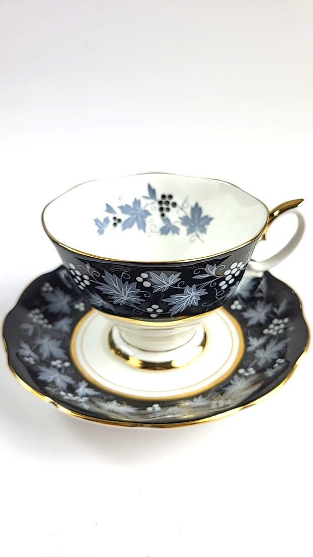 Royal Albert Chateau Series Vintage Teacup and Saucer Set Floral Design Black and Gold Trim: This is a general auction of estate goods. All items as as pictured. Local pick up will be on 3/14 at our warehouse in Sodo (3429 Airport Way S) from 10am-1pm. Items not picked up will be subjec to a