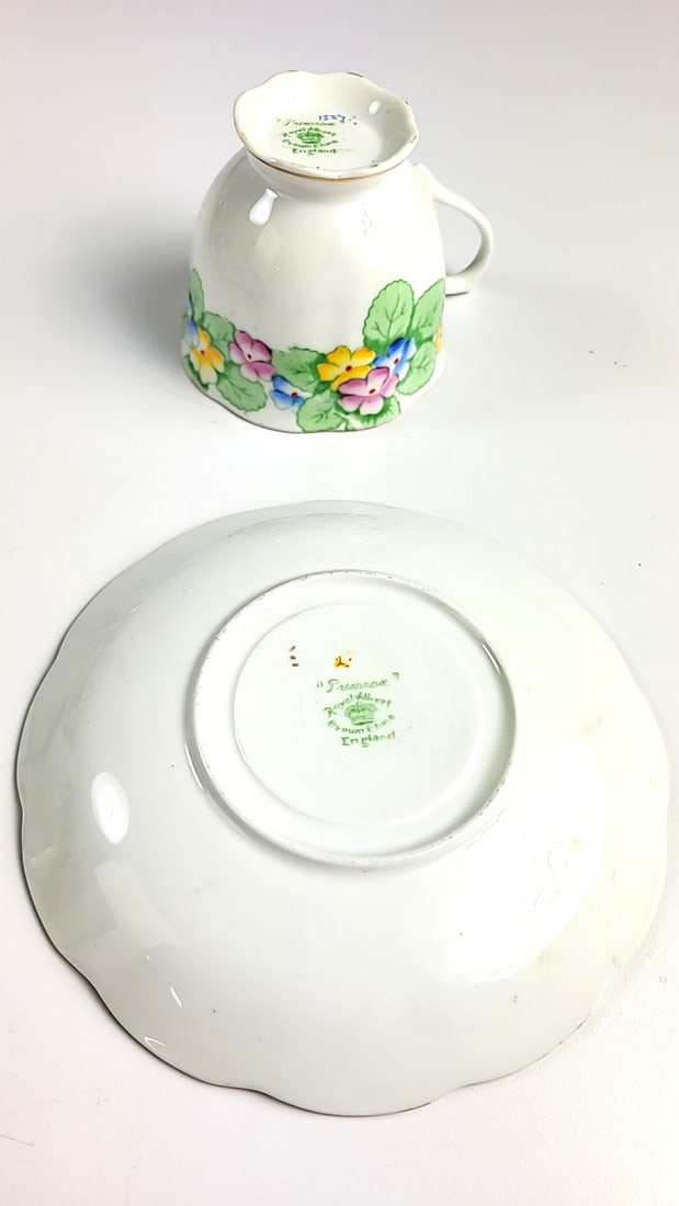 Royal Albert "Primrose" Vintage Floral Porcelain Teacup and Saucer Set - Gold Trim, Multicolor Fl... - 2