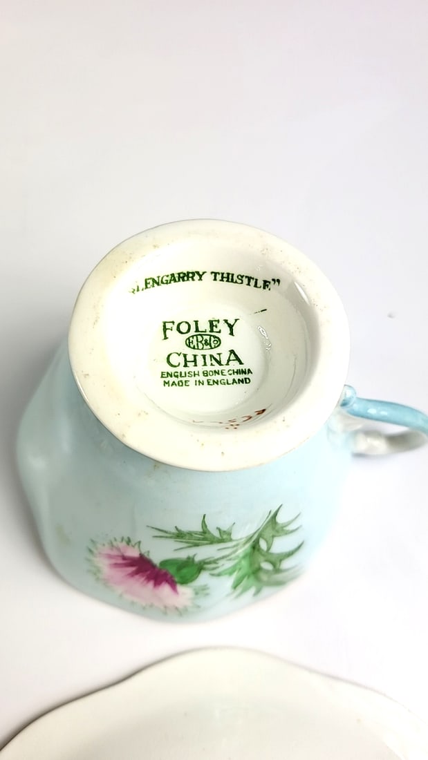 Foley Bone China "Glengarry Thistle" Vintage Porcelain Tea Cup & Saucer Set Floral Thistle Design... - 4