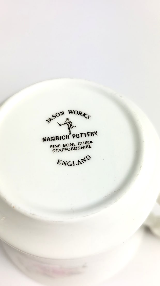 Jason Works Nanrich Pottery Fine Bone China Porcelain Tea Cup & Saucer Set Floral Pink Gold Trim ... - 3