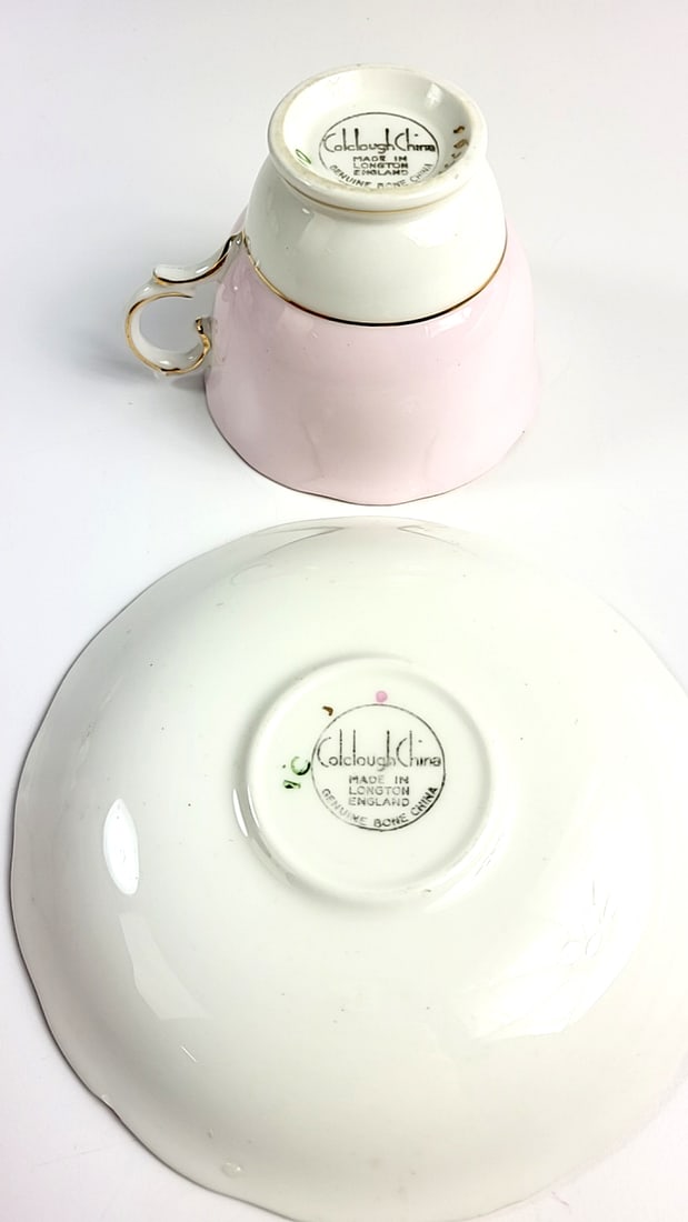 Colclough Fine Bone China Pink Porcelain Teacup and Saucer Set with Gold Trim Vintage Style Tea P... - 3