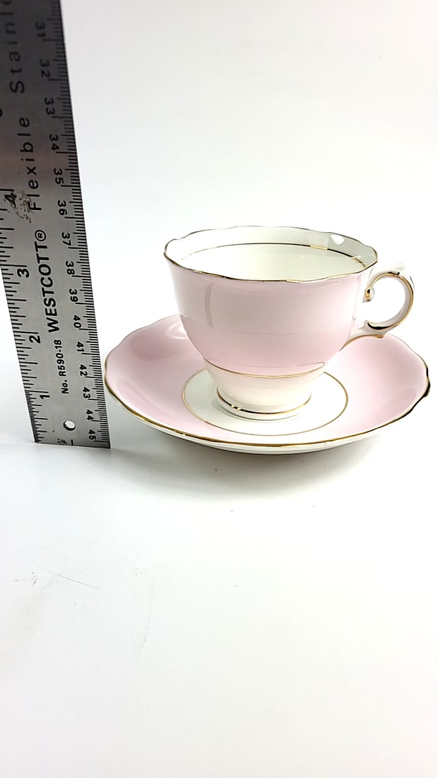 Colclough Fine Bone China Pink Porcelain Teacup and Saucer Set with Gold Trim Vintage Style Tea P... - 5