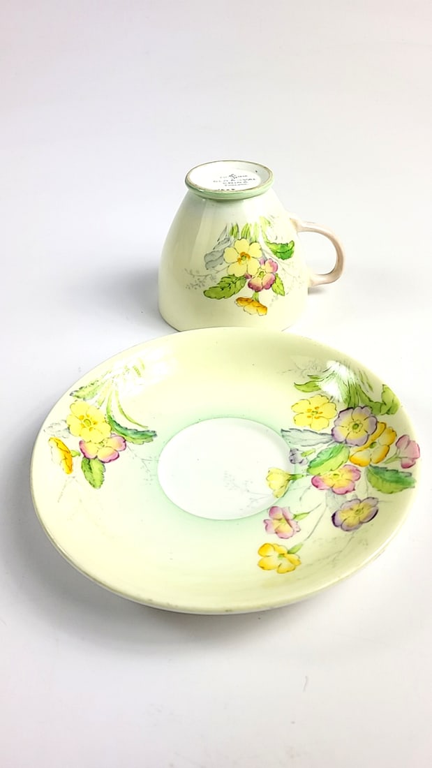 Vintage Old Royal China Floral Teacup and Saucer Set â€“ Yellow Purple Flowers - 2