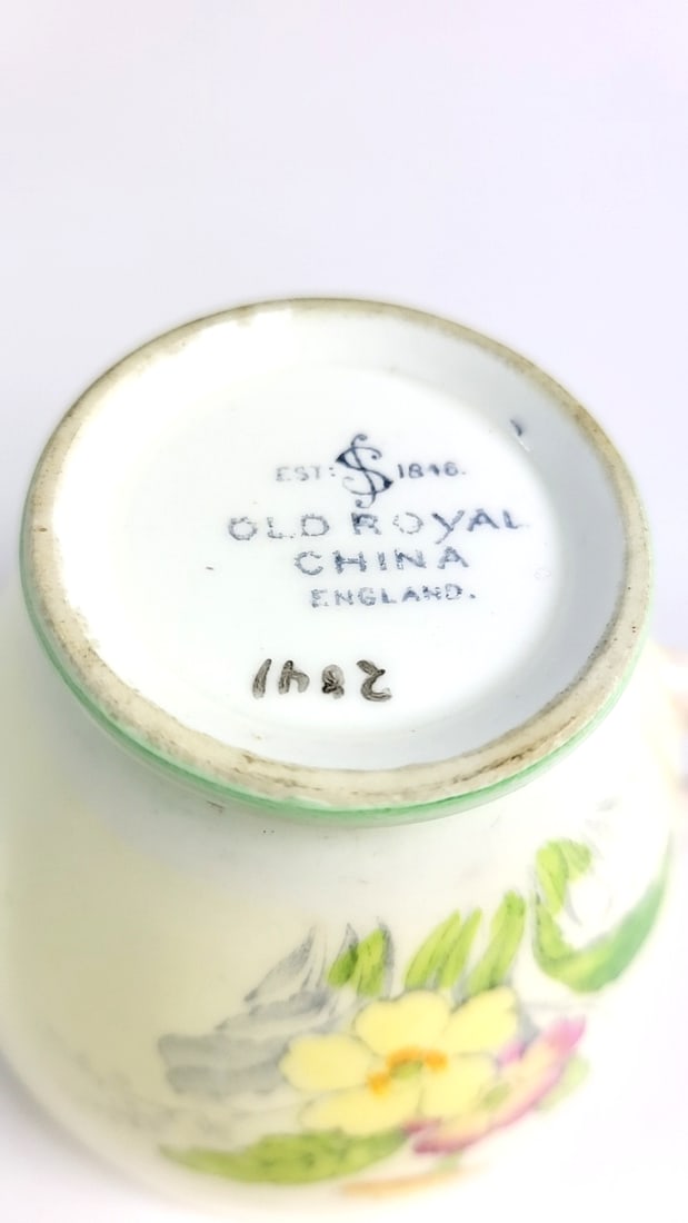 Vintage Old Royal China Floral Teacup and Saucer Set â€“ Yellow Purple Flowers - 5