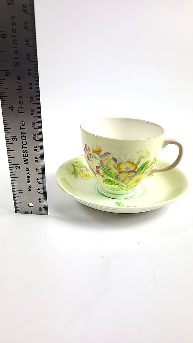Vintage Old Royal China Floral Teacup and Saucer Set â€“ Yellow Purple Flowers - 6