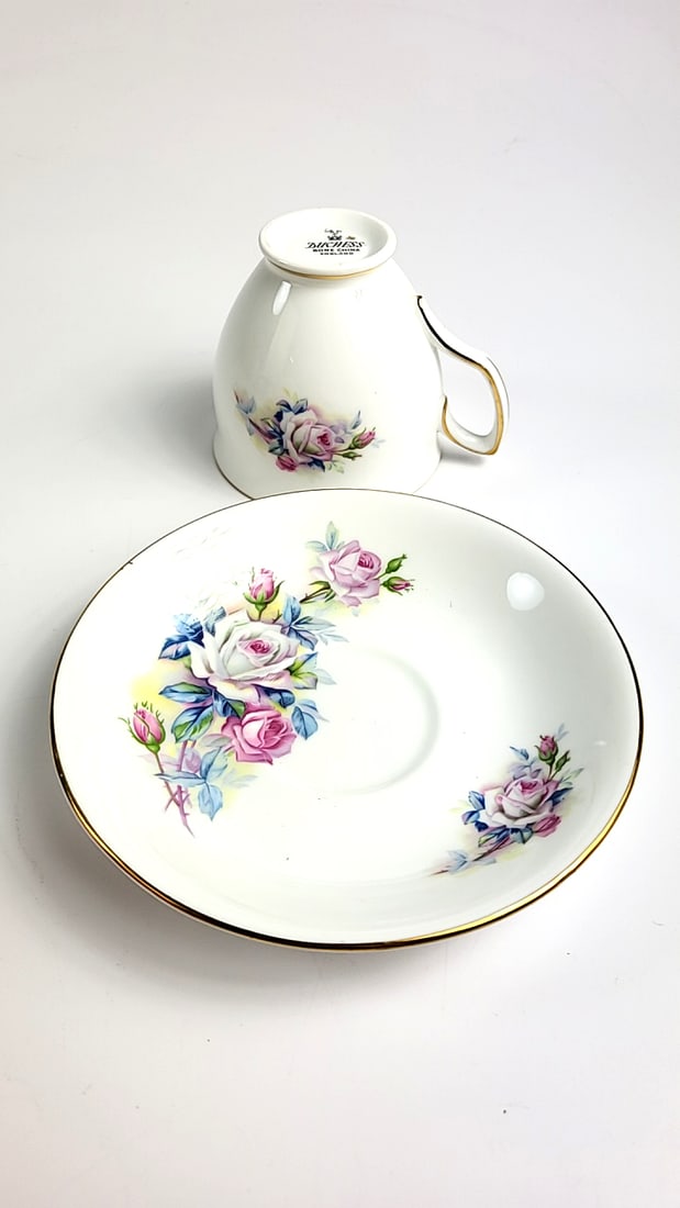 Vintage Duchess Bone China Teacup Saucer Set, Floral Design, Gold Trim, Elegant Tea Cup Decor - 2