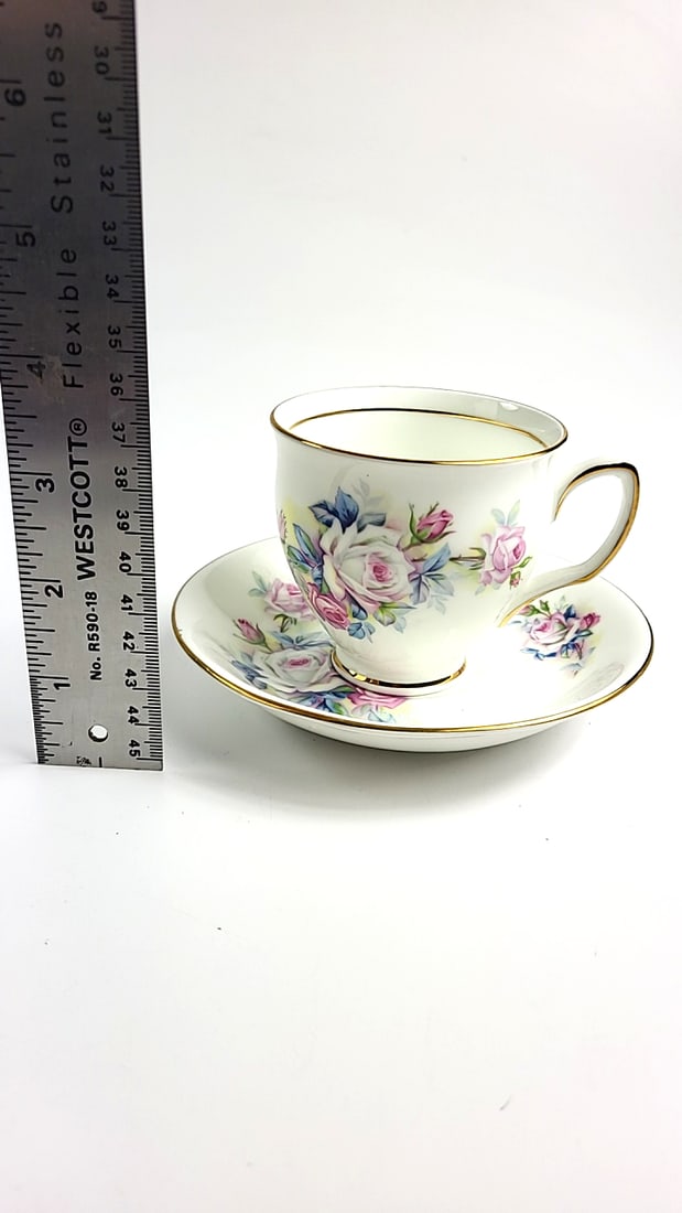 Vintage Duchess Bone China Teacup Saucer Set, Floral Design, Gold Trim, Elegant Tea Cup Decor - 5