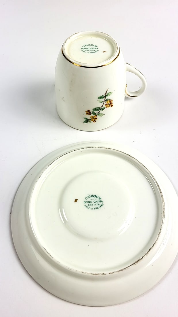 Vintage Cauldon Mini Bone China Floral Cup & Saucer Set Yellow Flowers Gold Trim Elegant Porcelai... - 3