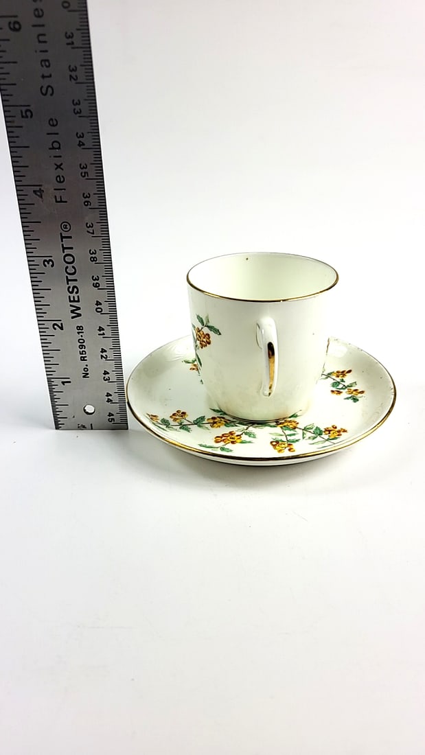 Vintage Cauldon Mini Bone China Floral Cup & Saucer Set Yellow Flowers Gold Trim Elegant Porcelai... - 5
