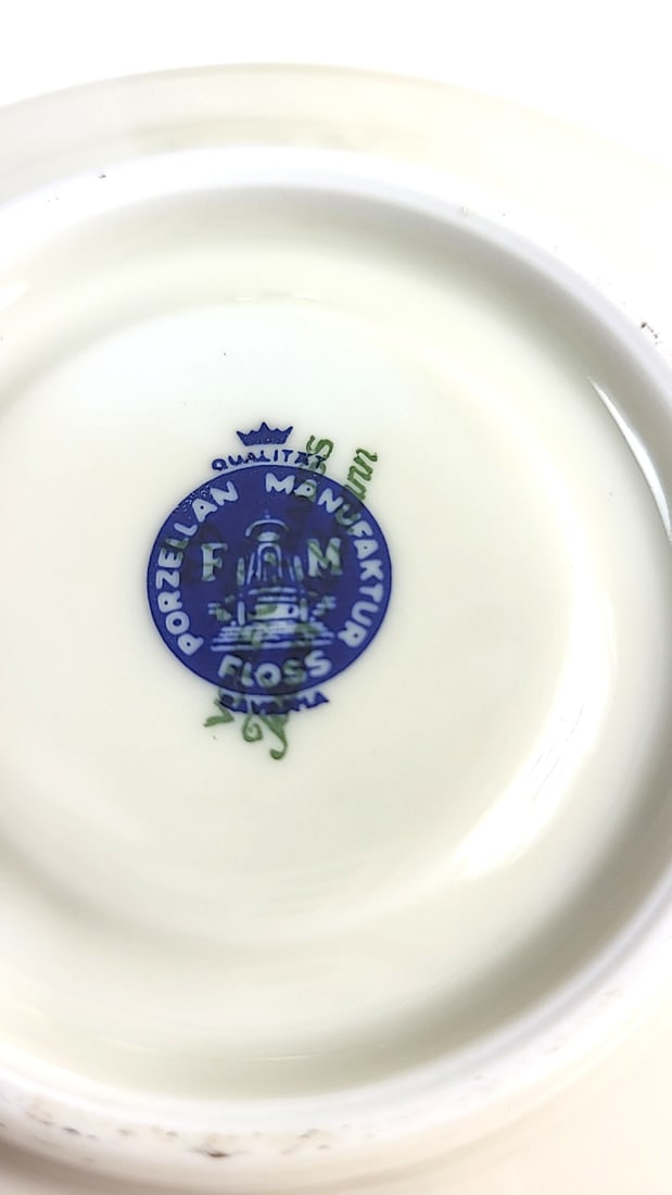 Vintage Bavaria Mini Gold Floral Tea Cup and Saucer with Scenic Interior Design - 4