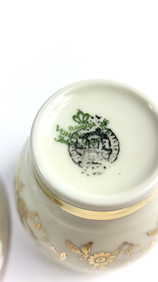 Vintage Bavaria Mini Gold Floral Tea Cup and Saucer with Scenic Interior Design - 5