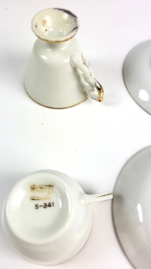 Arizona Themed Porcelain Demitasse Cups & Saucers Set, Roadrunner, Cactus Design - 11