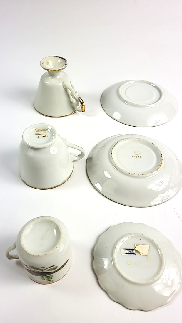 Arizona Themed Porcelain Demitasse Cups & Saucers Set, Roadrunner, Cactus Design - 8