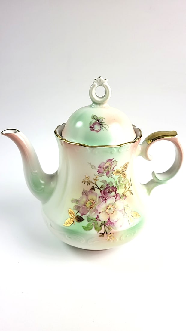 House Of Goebel Floral Porcelain Teapot with Lid, Gold Trim, Vintage Style, Pastel Colors (See ot... (1 of 12)