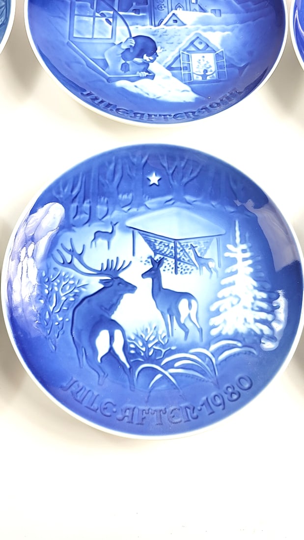 Lot of 12 Copenhagen Porcelain Christmas Plates 1970 - 1980, 1984 Blue & White Christmas Collector - 12