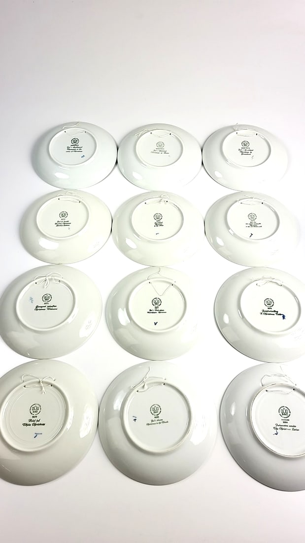 Lot of 12 Copenhagen Porcelain Christmas Plates 1970 - 1980, 1984 Blue & White Christmas Collector - 14