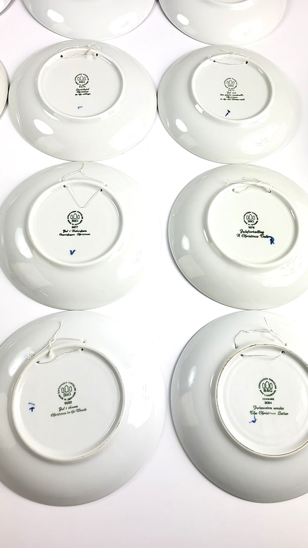 Lot of 12 Copenhagen Porcelain Christmas Plates 1970 - 1980, 1984 Blue & White Christmas Collector - 17